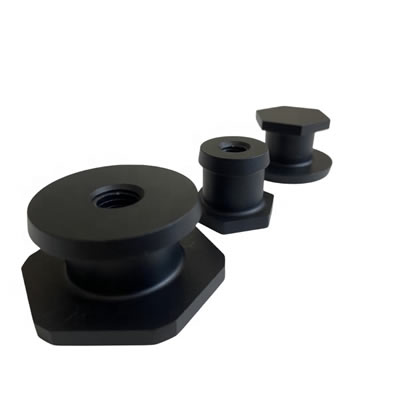 Black Anodized Aluminum Automotive CNC Machined Hex Flat Head Internally Threaded Aluminum Insert